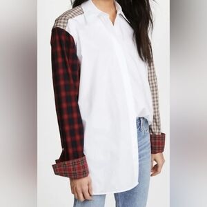 Helmut Lang Women's Plaid Patchwork Shirt, Size Small, MSRP $348
